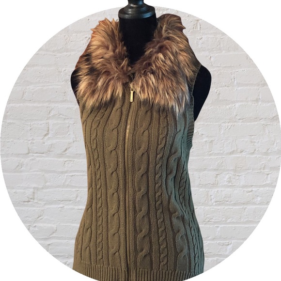 Chaps Jackets & Blazers - Faux Fur Collared CHAPS zip up vest